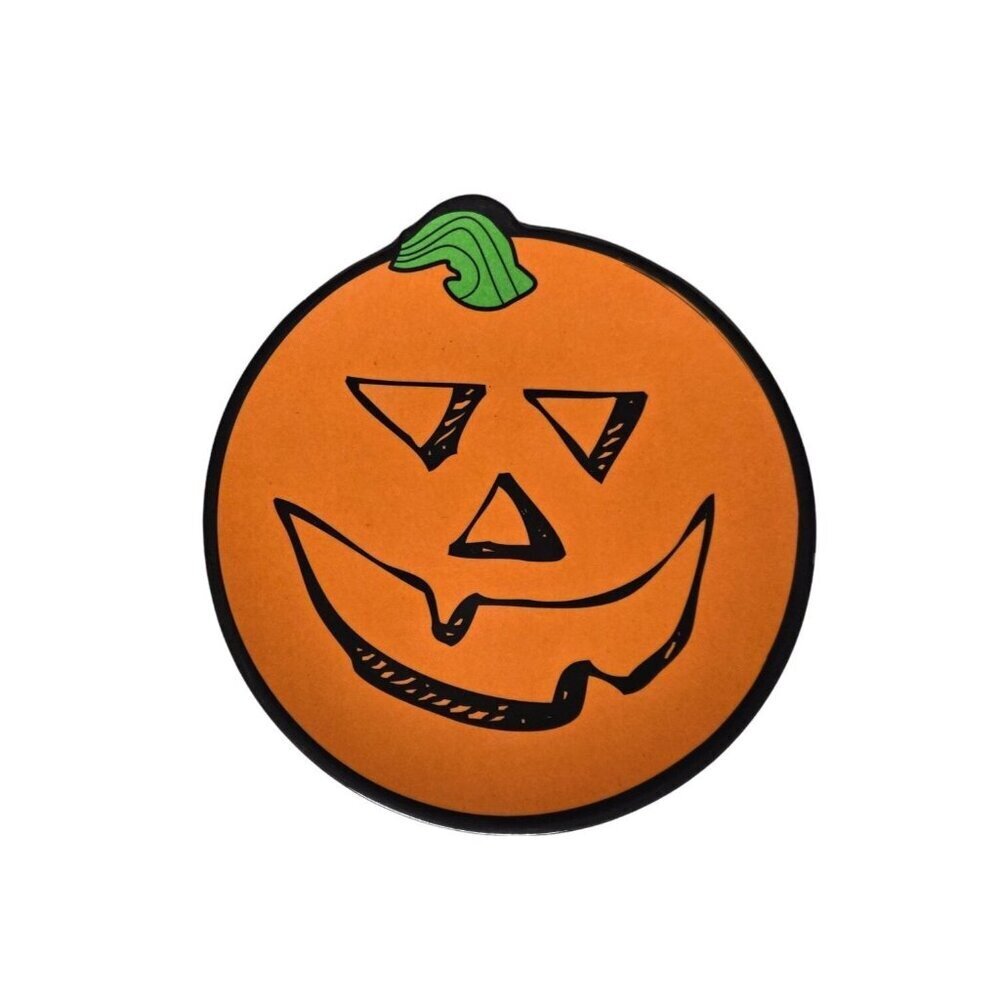 Vintage Halloween Pumpkin Face Plate 8" Black‎ & Orange Made of Plastic